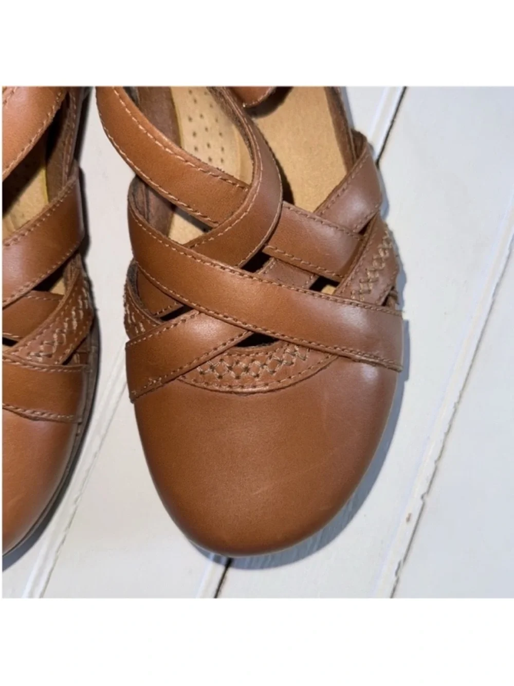 Clarks Roseville Step Slip-On Shoe Dark Tan Size 6.5